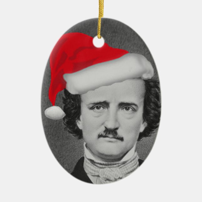 Lustige Verzierung Weihnachtsmannmütze-Edgar A. Keramikornament (Vorne)