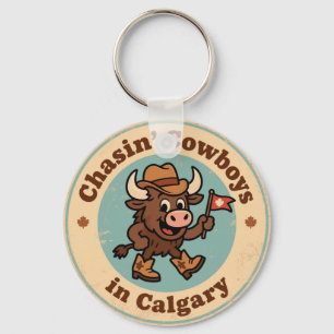 Lustige Vintage Calgary Büffel Cowboy Hut Retro Schlüsselanhänger