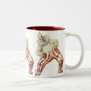 LUSTIGE VINTAGE-CLOWN-DESIGNER-KAFFEETASSEN - GESC ZWEIFARBIGE TASSE