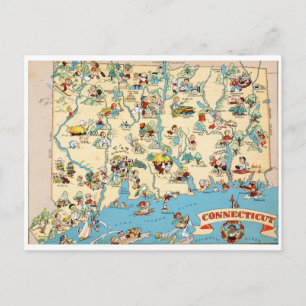 Lustige Vintage-Karte von Connecticut Postkarte
