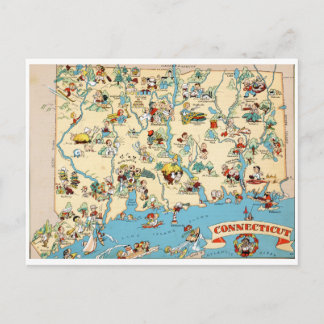 Lustige Vintage-Karte von Connecticut Postkarte