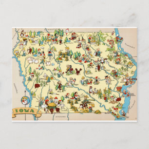 Lustige Vintage-Karte von Iowa Postkarte