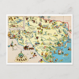 Lustige Vintage-Karte von Texas Postkarte