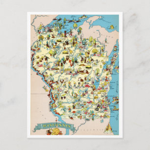 Lustige Vintage-Karte von Wisconsin Postkarte