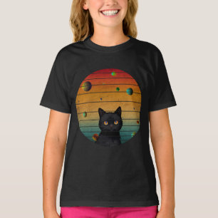 Lustige Vintage-Katze im Weltraum T-Shirt