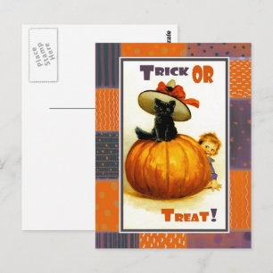 Lustige Vintage-Kinder-Halloween-Postkarten Postkarte