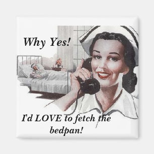 Lustige Vintage Krankenschwester in einem Retro Magnet