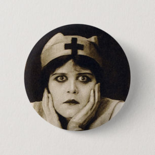 Lustige Vintage-Krankenschwester Theda Bara Button