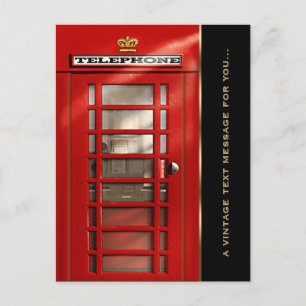 Lustige Vintage-Kurzmitteilung Rote Telefonzelle Postkarte