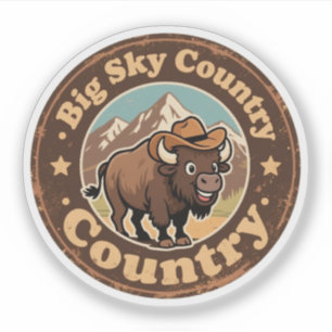 Lustige Vintage-Montana-Bison-Cowboyhut Aufkleber