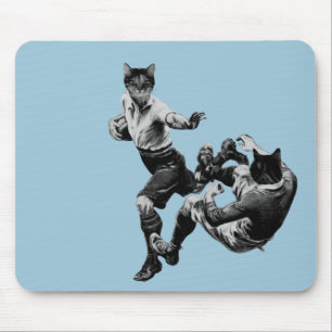 lustige Vintage-Rugby-spielende Katzen Mousepad