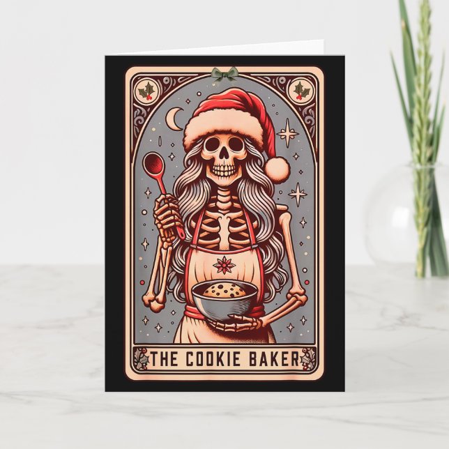 Lustige Vintage-Skelett-Tarotkarte Der Cookie-Bäck Karte (Vorderseite)