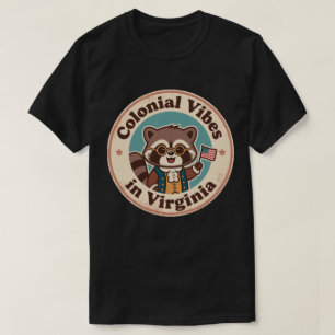 Lustige Vintage-Virginia-Waschbär-Kolonialflagge T-Shirt