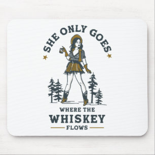 Lustige Vintage Western Cowgirl Whiskey Liebhaberi Mousepad