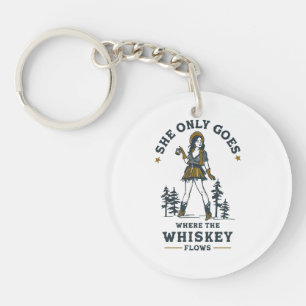 Lustige Vintage Western Cowgirl Whiskey Liebhaberi Schlüsselanhänger