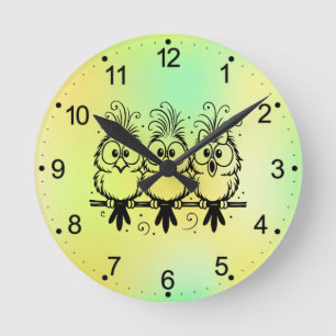 Lustige Vögel Cartoon-56456 Runde Wanduhr