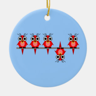 lustige Vögel Keramik Ornament