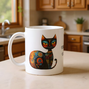Lustige Volks kunstkatze "Ich vergieße nicht. Ich  Kaffeetasse
