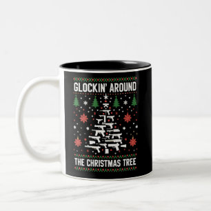 Lustige Waffen Hässliche Weihnachtspullover für Wa Zweifarbige Tasse