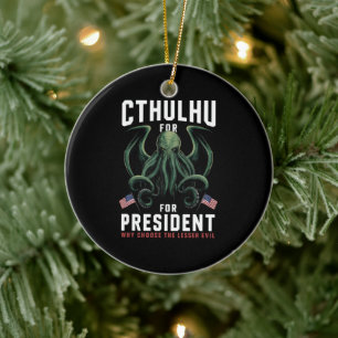 Lustige Wahlen 2024 Cthulhu für Präsident  Keramik Ornament