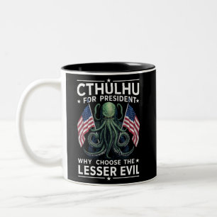 Lustige Wahlen 2024 Cthulhu für Präsident  Zweifarbige Tasse