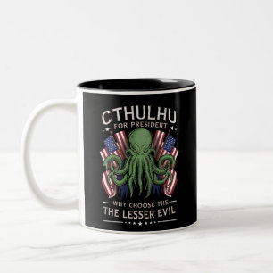 Lustige Wahlen 2024 Cthulhu für Präsident Zweifarbige Tasse