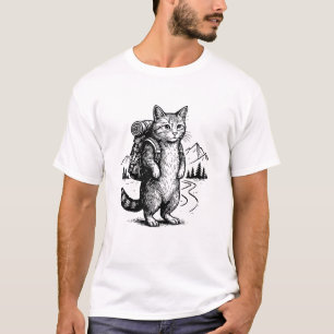 Lustige Wandernde Katze Rucksacktouristen & Tierli T-Shirt