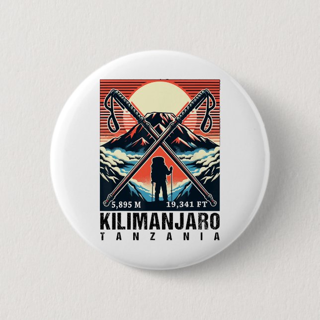 Lustige Wanderskunst bestieg den Kilimandscharo fü Button (Vorderseite)