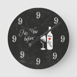 Lustige Wanduhr - kein Wein vor 9