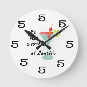 Lustige Wanduhr - Martini 5 fünf Uhr mit Namen