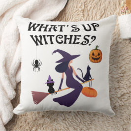 Lustige Was ist los Hexen Halloween Hexe und Katze Kissen