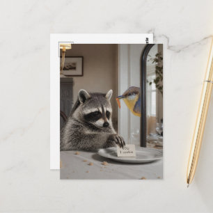Lustige Waschbär-Schuldschein 1 Cookie  Postkarte
