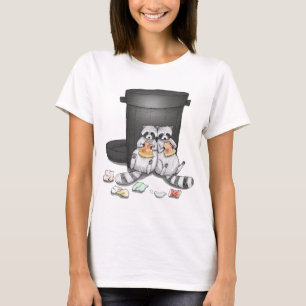 Lustige Waschbären essen Pizza-Mülleimer-Panda T-Shirt
