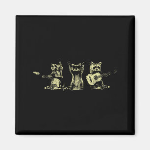 Lustige Waschbären-Musikband E-Gitarre Akustikgita Magnet