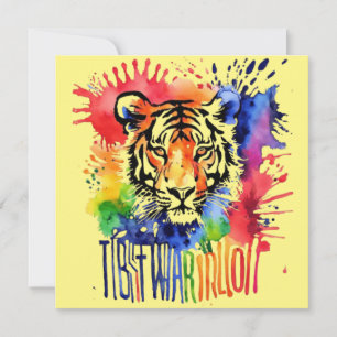 Lustige Wasserfarbe bunter Tiger Einladung