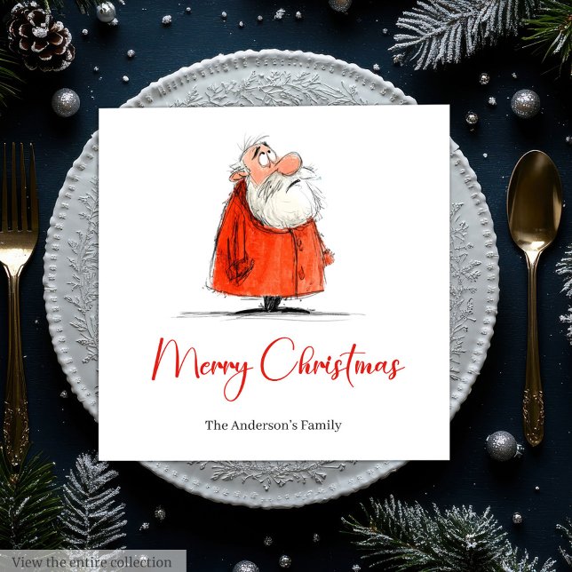 Lustige Wasserfarbe Weihnachtsmann skurrile Weihna Serviette (Funny Watercolor Santa Whimsical Christmas Napkins)