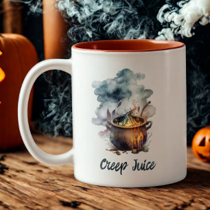 Lustige Wasserfarben-Hexen Gruseliger Kessel Hallo Zweifarbige Tasse