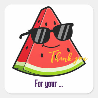 Lustige Wassermelonen-Sonnenbrille Danke Quadratischer Aufkleber