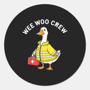 Lustige Wee Woo Crew Gans Emt Sanitäter Feuerwehrm Runder Aufkleber