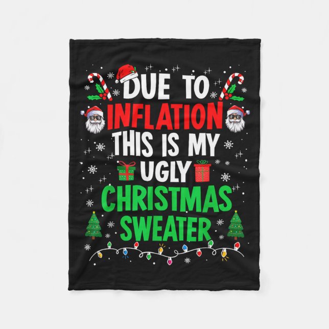 Lustige wegen Inflation hässliche Weihnachtspullov Fleecedecke (Vorderseite)