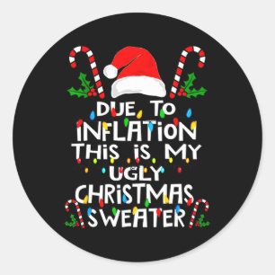 Lustige wegen Inflation hässliche Weihnachtspullov Runder Aufkleber