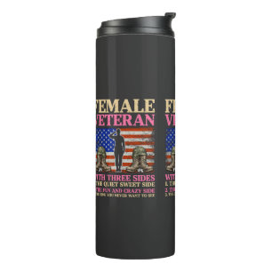 Lustige weibliche Veteran-Militär-Frau Amerikanisc Thermosbecher