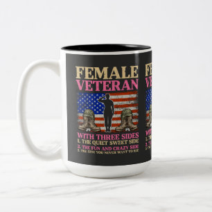 Lustige weibliche Veteran-Militär-Frau Amerikanisc Zweifarbige Tasse
