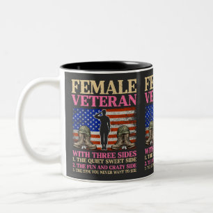 Lustige weibliche Veteran-Militär-Frau Amerikanisc Zweifarbige Tasse