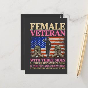 Lustige weibliche Veteran-Militärfrau Amerikanisch Postkarte