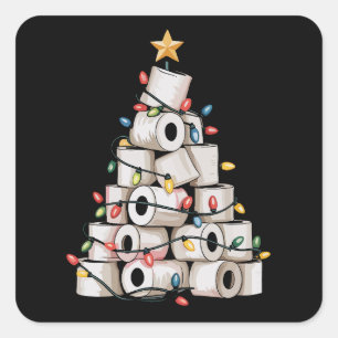 Lustige Weihnachten Badezimmer Toilettenpapier Bau Quadratischer Aufkleber