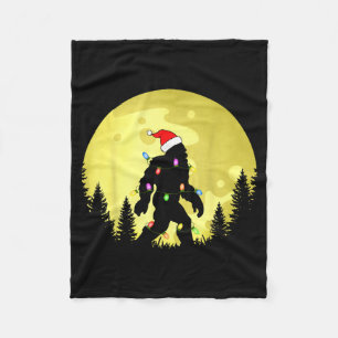 Lustige Weihnachten Bigfoot Santa Hut Mond Sasquat Fleecedecke