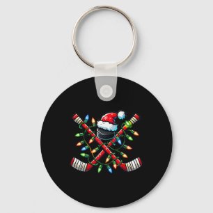 Lustige Weihnachten Eishockeyschläger Santa Hut Li Schlüsselanhänger