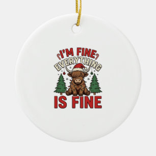 Lustige Weihnachten Highland-Kuh Mir geht's gut Al Keramik Ornament