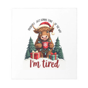 Lustige Weihnachten Highland-Kuh Vintage-Urlaubszi Notizblock